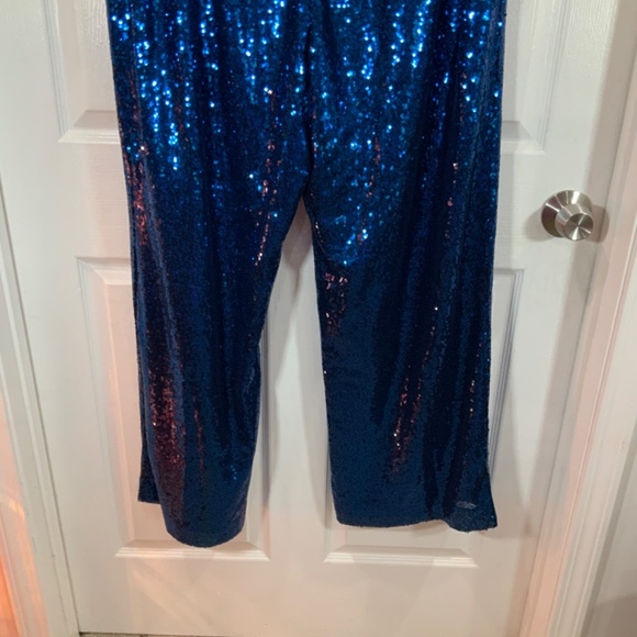 New York & Company Sequin Blue Wide Leg Party Holiday Pants Plus Size XXL NEW - Picture 7 of 12